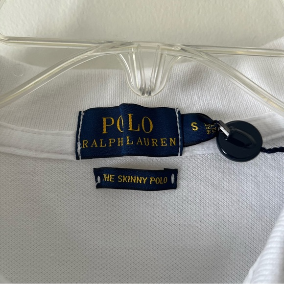 POLO Ralph Lauren Short Sleeve The Skinny Polo Shirt Small White Big Pony Logo - Picture 3 of 5